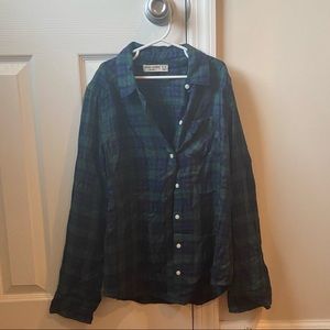 Abercrombie Kids Green and Blue Flannel
